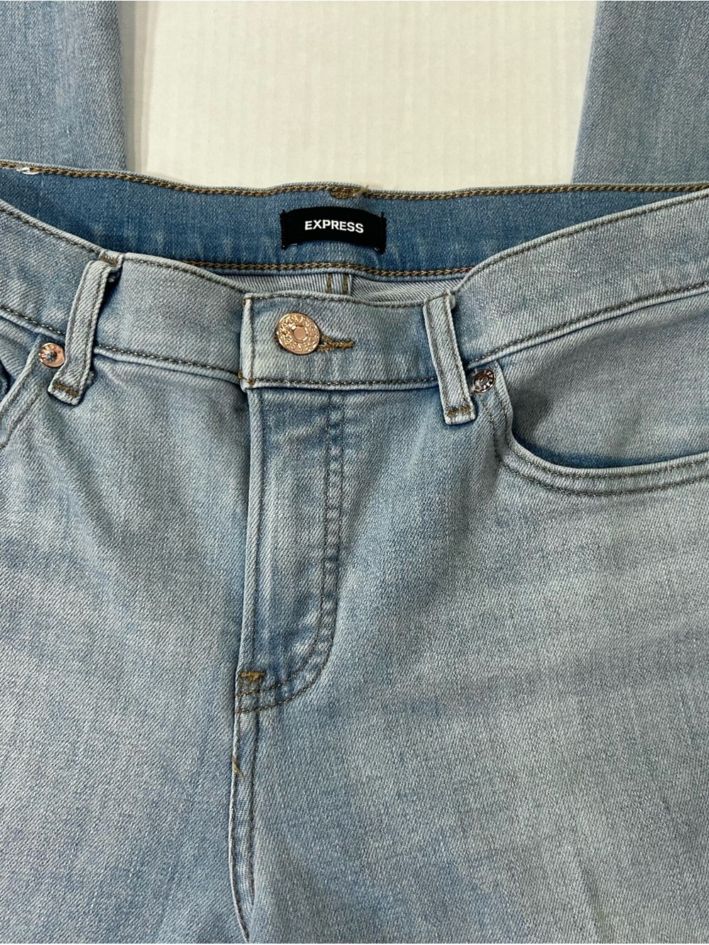 Express White Label 70s Flare Jeans light wash soft thick stretch EUC - Picture 4 of 6